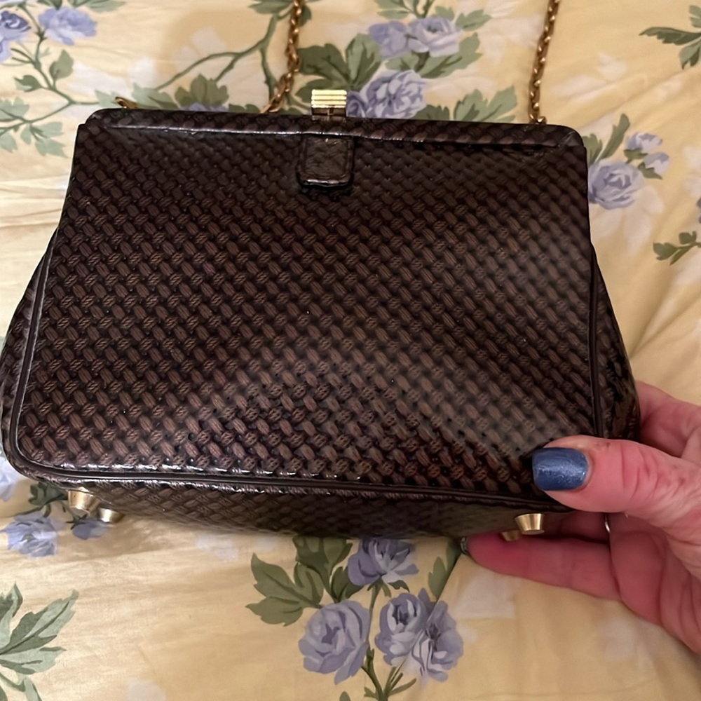 KORET- HUGE PRICE DROP— vintage 1950s black and brown herringbone purse